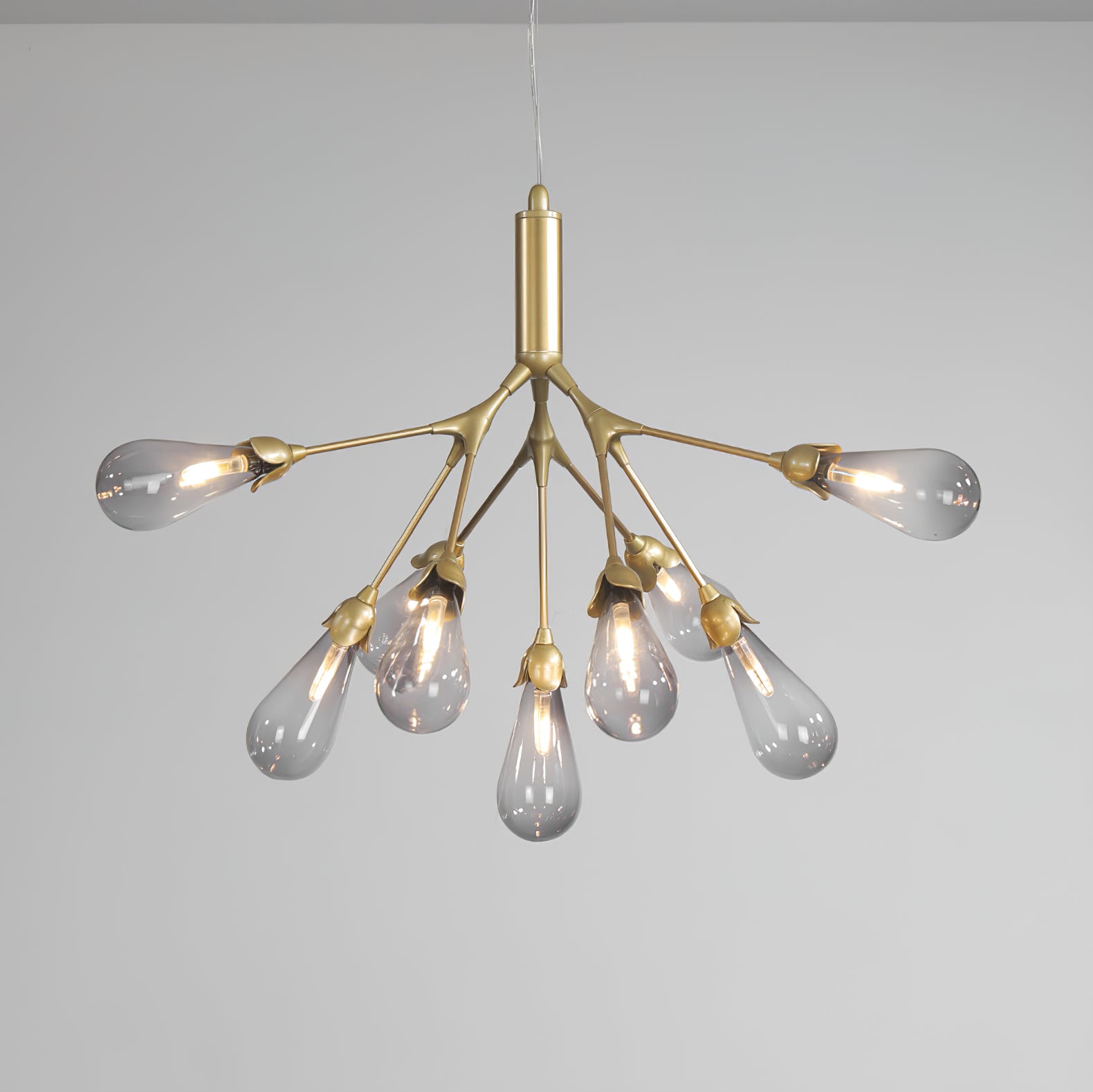 Aiwen Chandelier Branching Form With Smoke Glass Shades - Letslighting