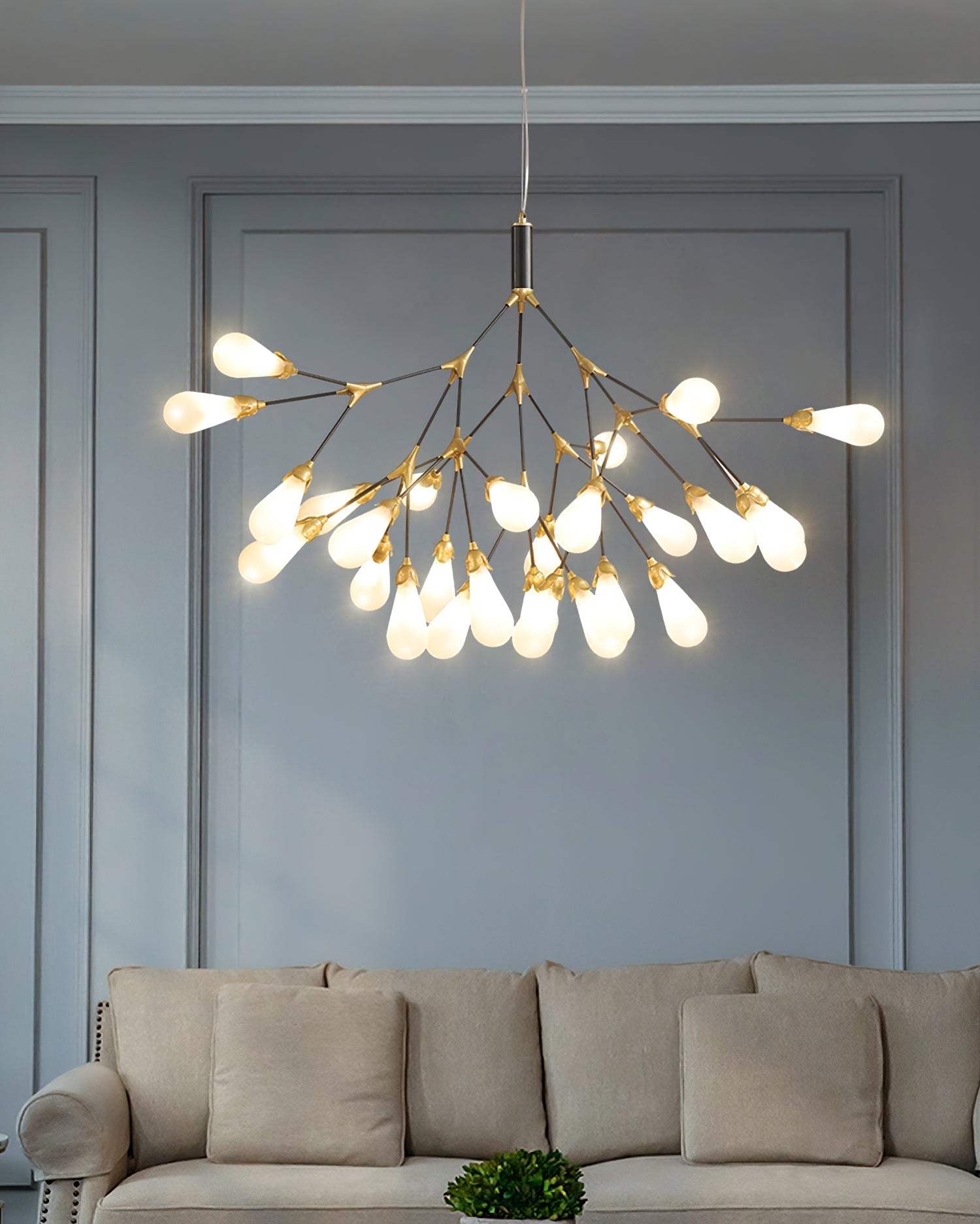 Aiwen Chandelier Branching Form With Smoke Glass Shades - Letslighting