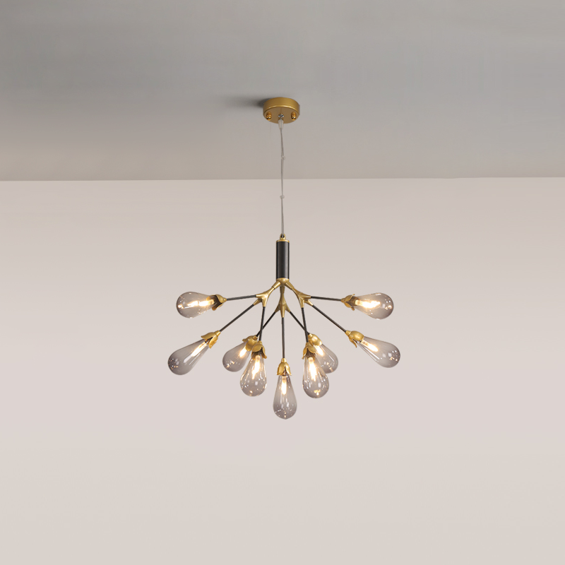 Aiwen Chandelier Branching Form With Smoke Glass Shades - Letslighting