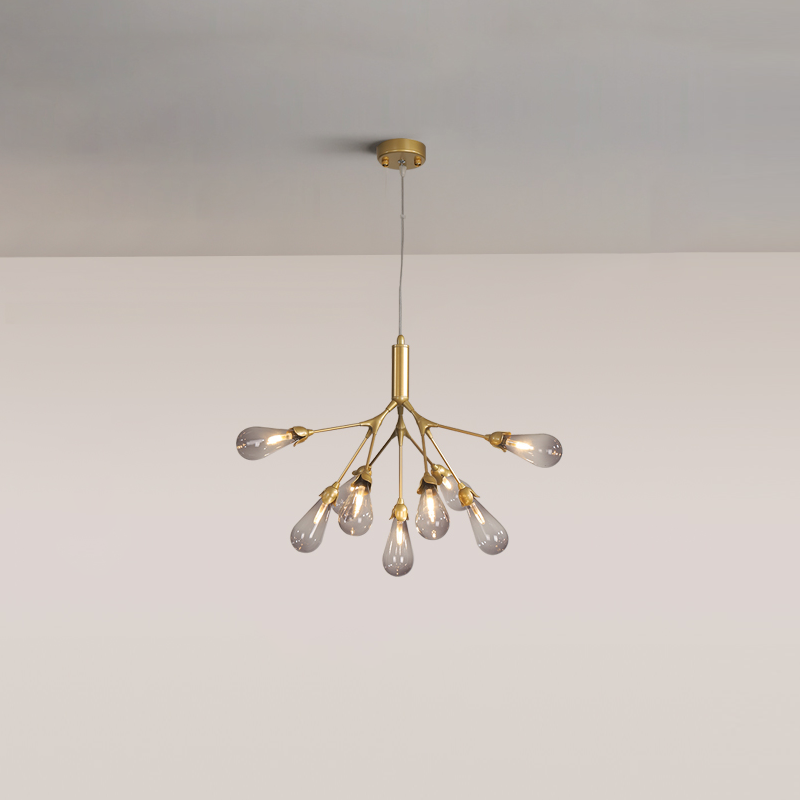Aiwen Chandelier Branching Form With Smoke Glass Shades - Letslighting