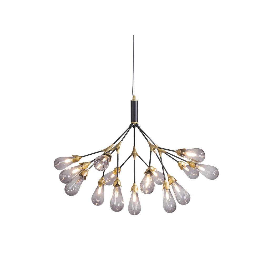 Aiwen Chandelier Branching Form With Smoke Glass Shades - Letslighting