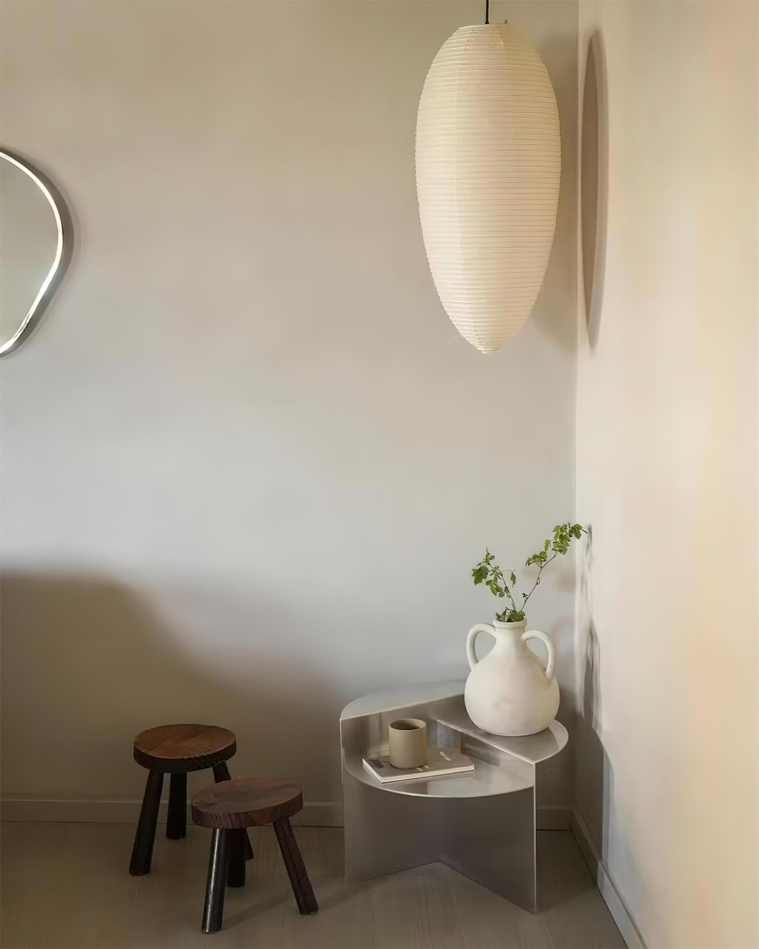 Akari 23A Pendant Lamp Rice Paper Oval Form - Letslighting