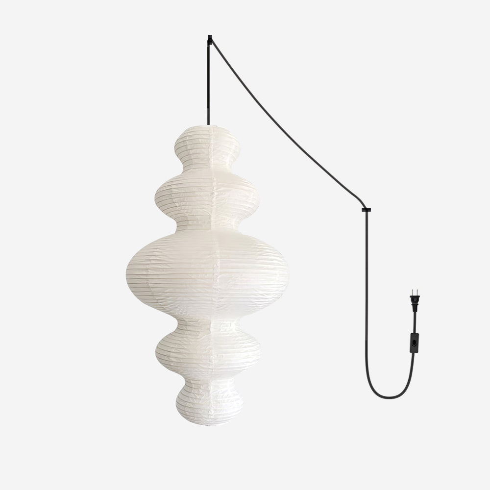 Ritta Japanese Sculptural Paper Pendant Light Plug-In