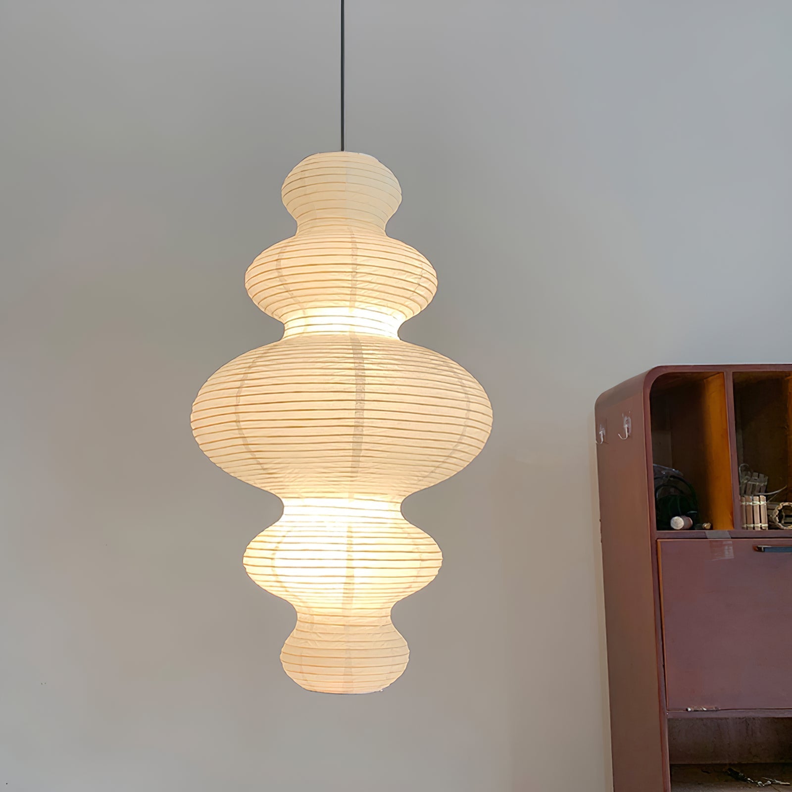 Ritta Japanese Sculptural Paper Pendant Light Plug-In