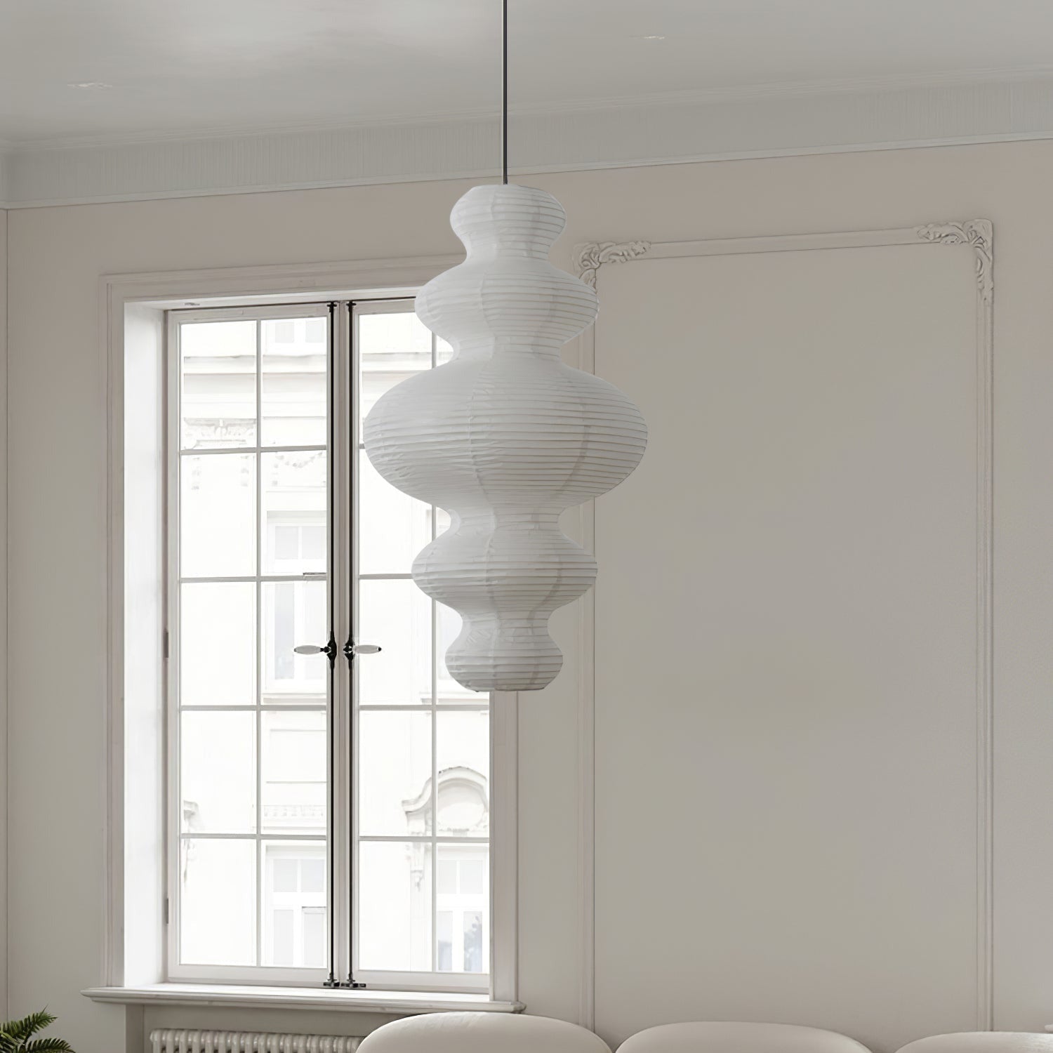Ritta Japanese Sculptural Paper Pendant Light Plug-In - Letslighting