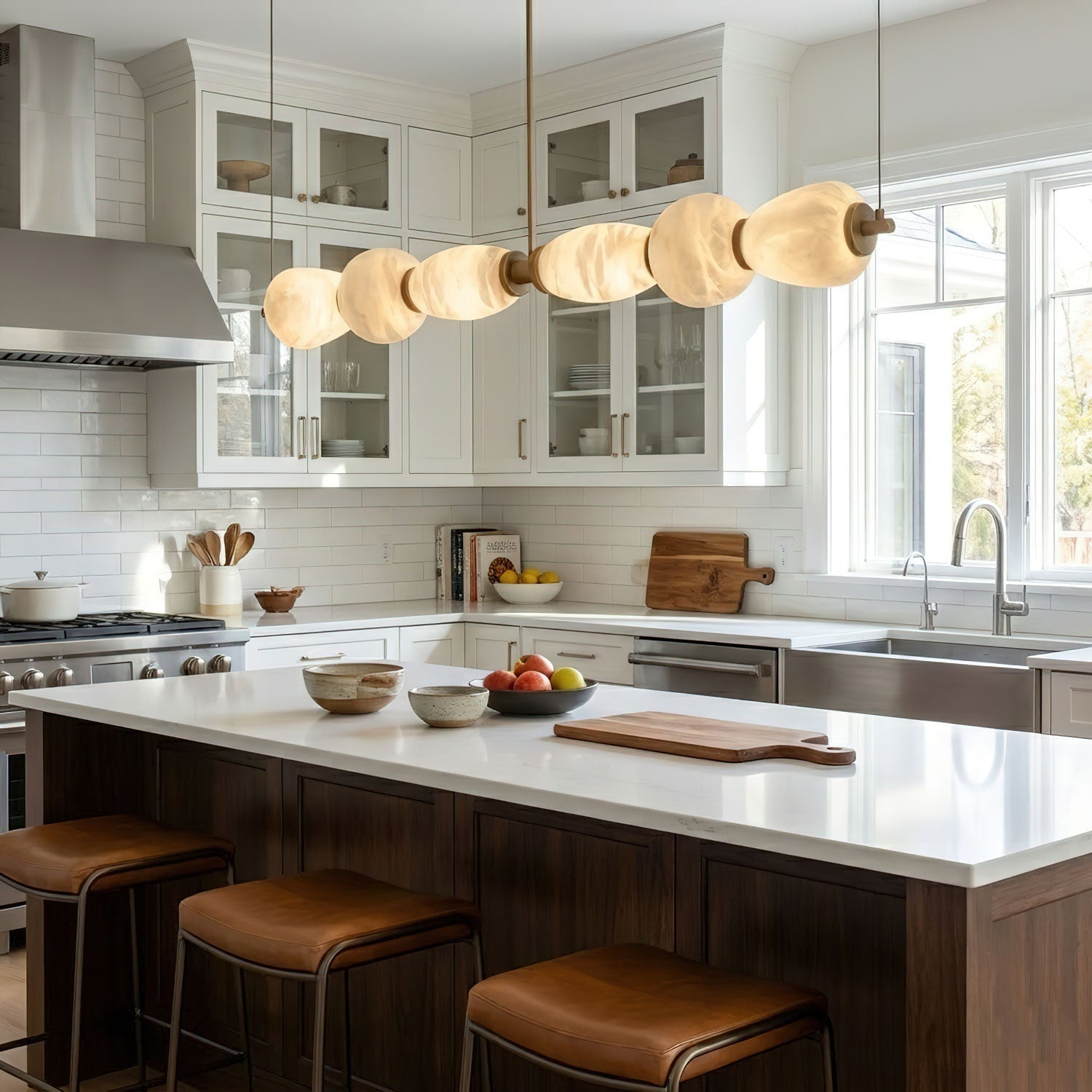 Pebble Modern Metal & Alabaster Chandelier