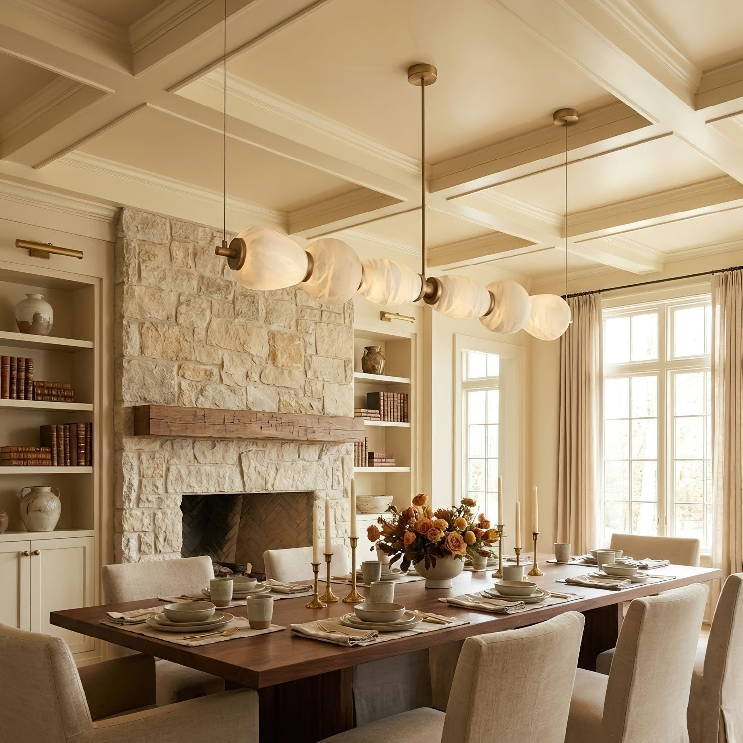 Pebble Modern Metal & Alabaster Chandelier