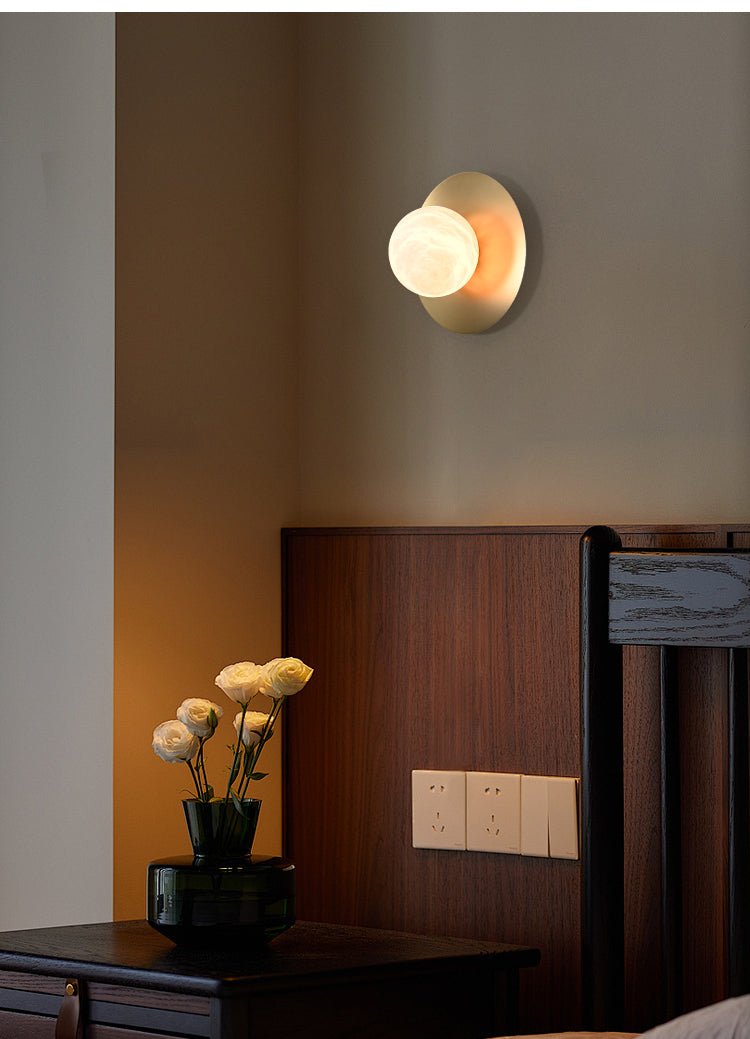 Orb Modern Alabaster & Brass Sconce