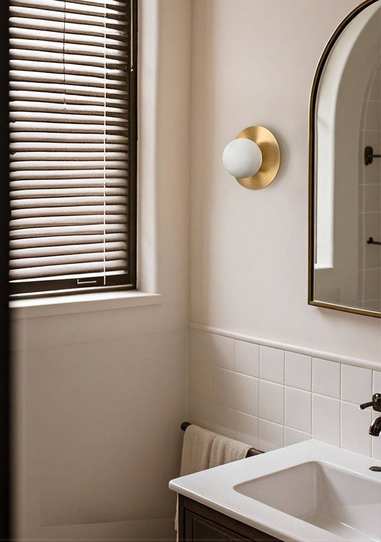 Orb Modern Alabaster & Brass Sconce