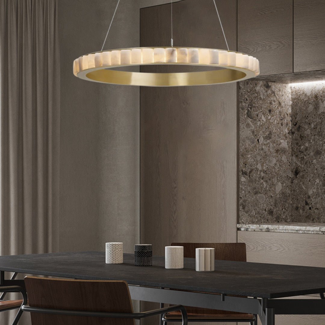Orion Double Ring Alabaster Chandelier - Letslighting
