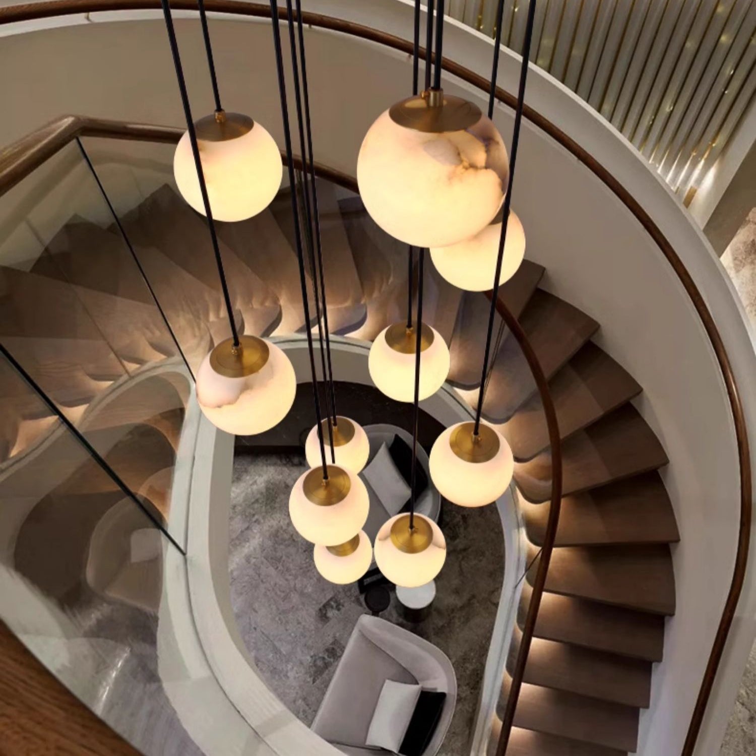 Afralia Balls Alabaster Modern Cluster Chandelier - Letslighting