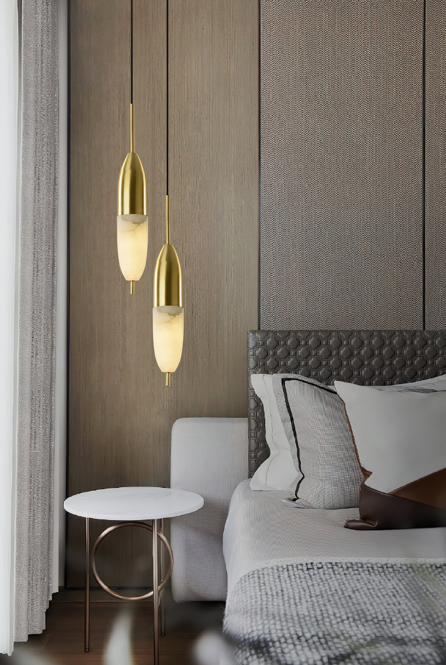 Spanish Alabaster Brass Pendant Light - Letslighting