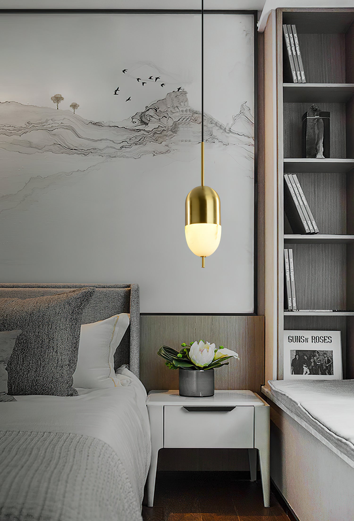 Spanish Alabaster Brass Pendant Light - Letslighting