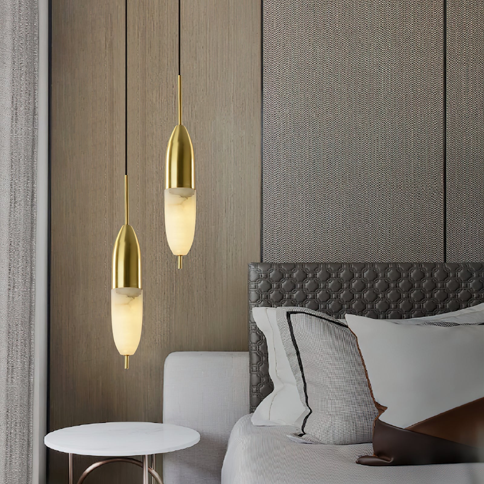 Spanish Alabaster Brass Pendant Light - Letslighting