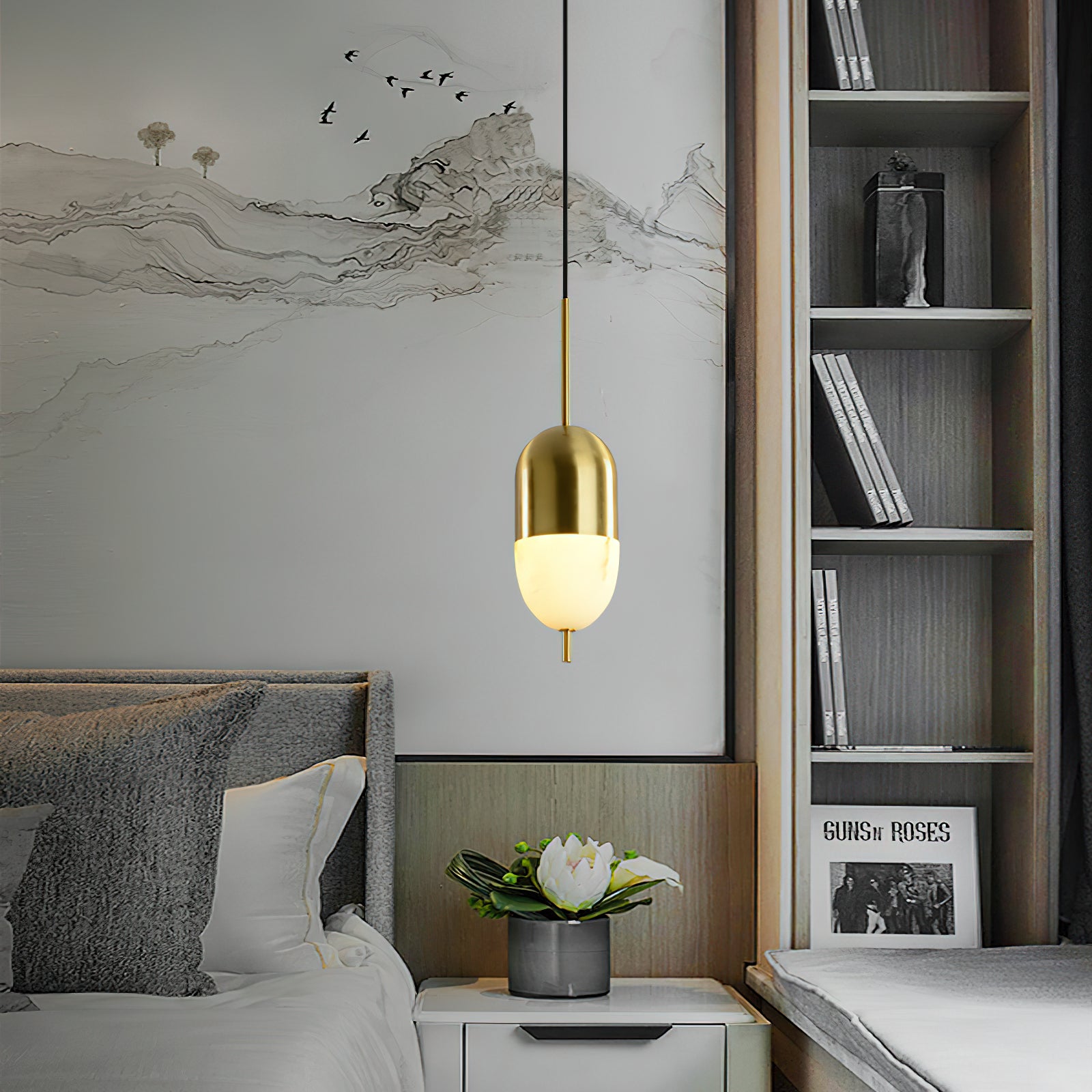 Spanish Alabaster Brass Pendant Light - Letslighting
