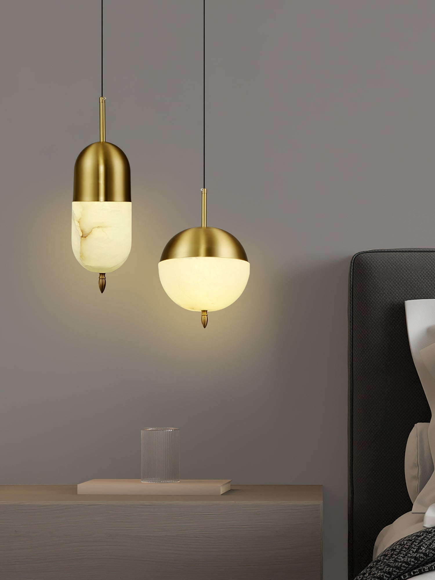 Spanish Alabaster Brass Pendant Light - Letslighting