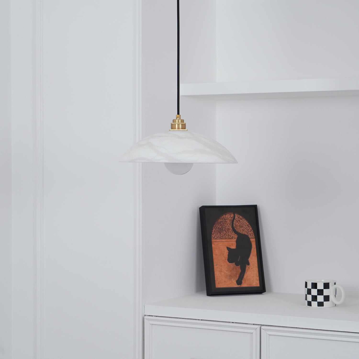 Ritta Dome Pendant Light  Alabaster &Brass