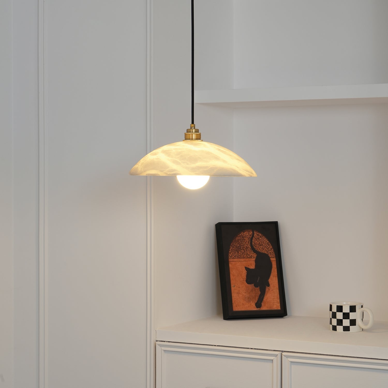 Ritta Dome Pendant Light  Alabaster &Brass