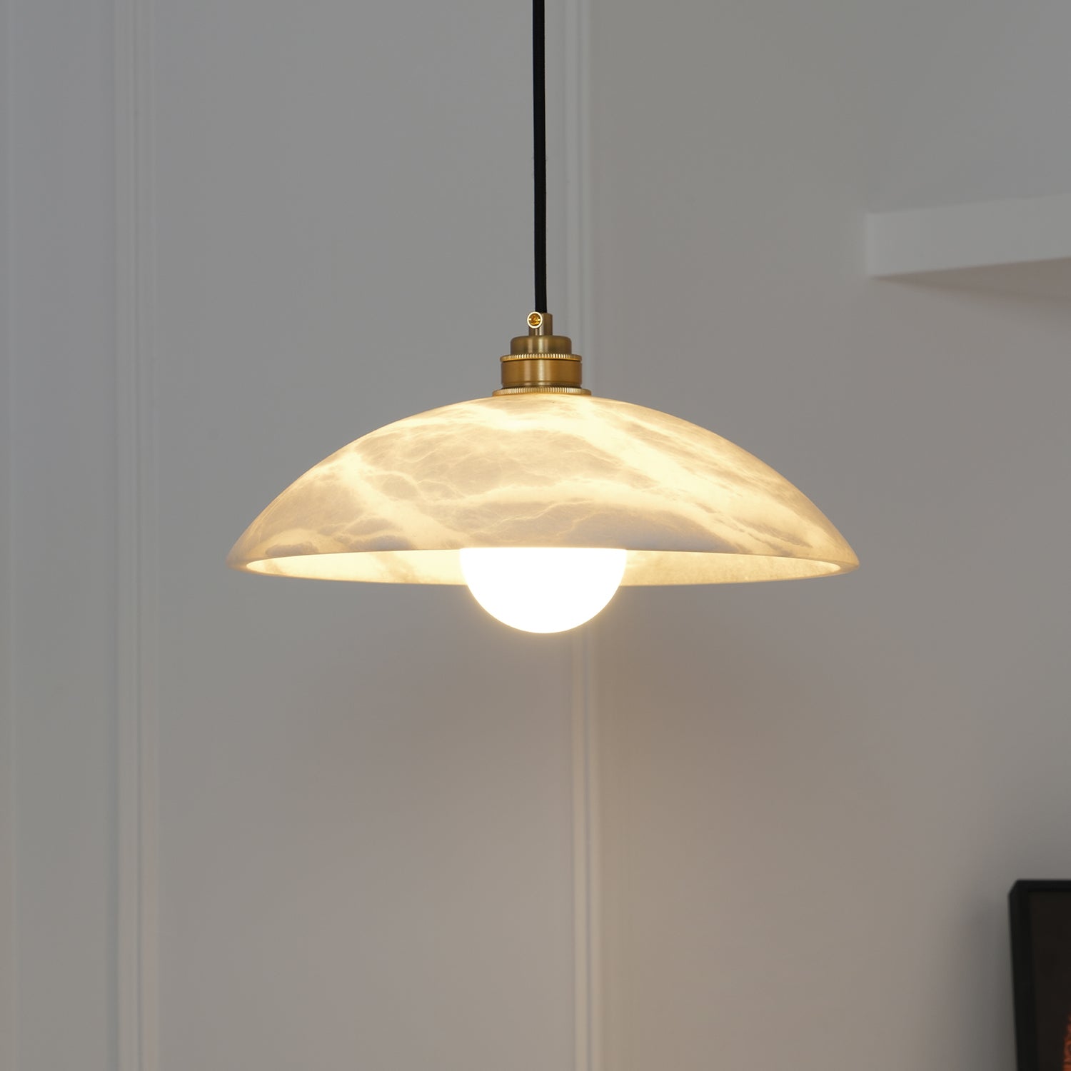 Ritta Dome Pendant Light  Alabaster &Brass