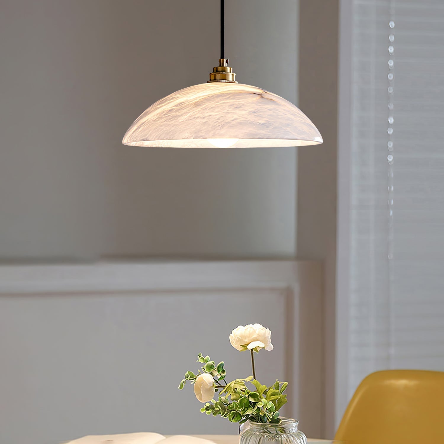 Ritta Dome Pendant Light  Alabaster &Brass