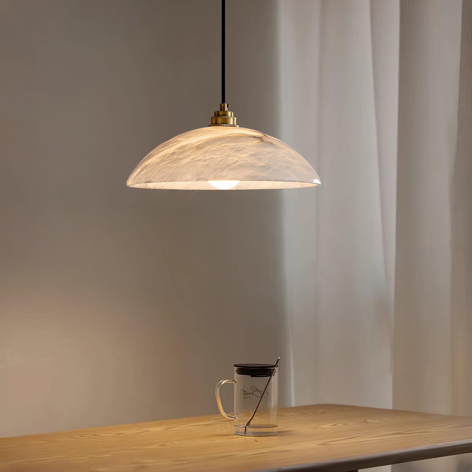 Ritta Dome Pendant Light  Alabaster &Brass