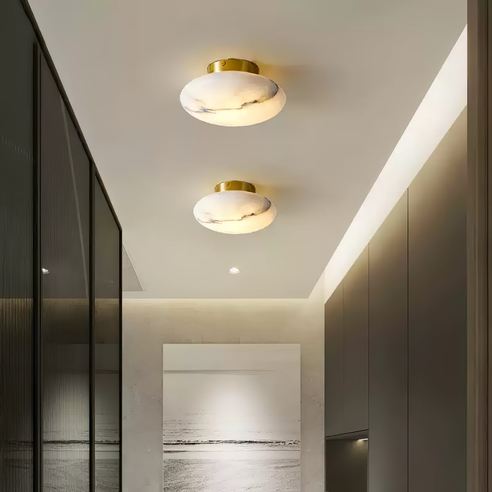 Vanorara Minimalist Alabaster Flush Mount Ceiling Light - Letslighting