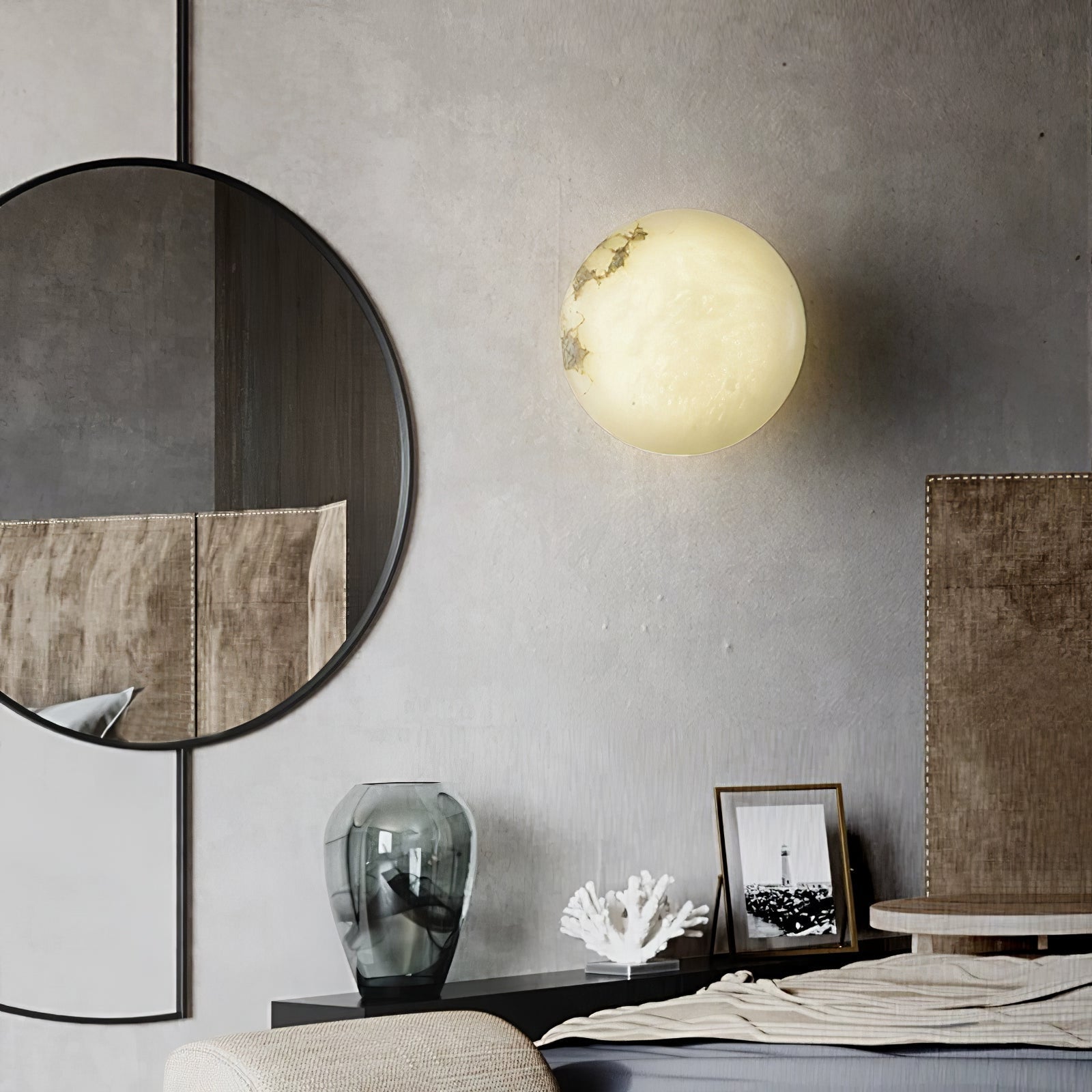 Vanorara Minimalist Alabaster Flush Mount Ceiling Light - Letslighting