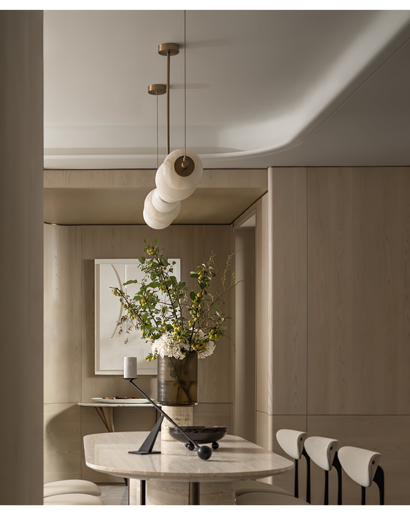 Pebble Modern Metal & Alabaster Chandelier