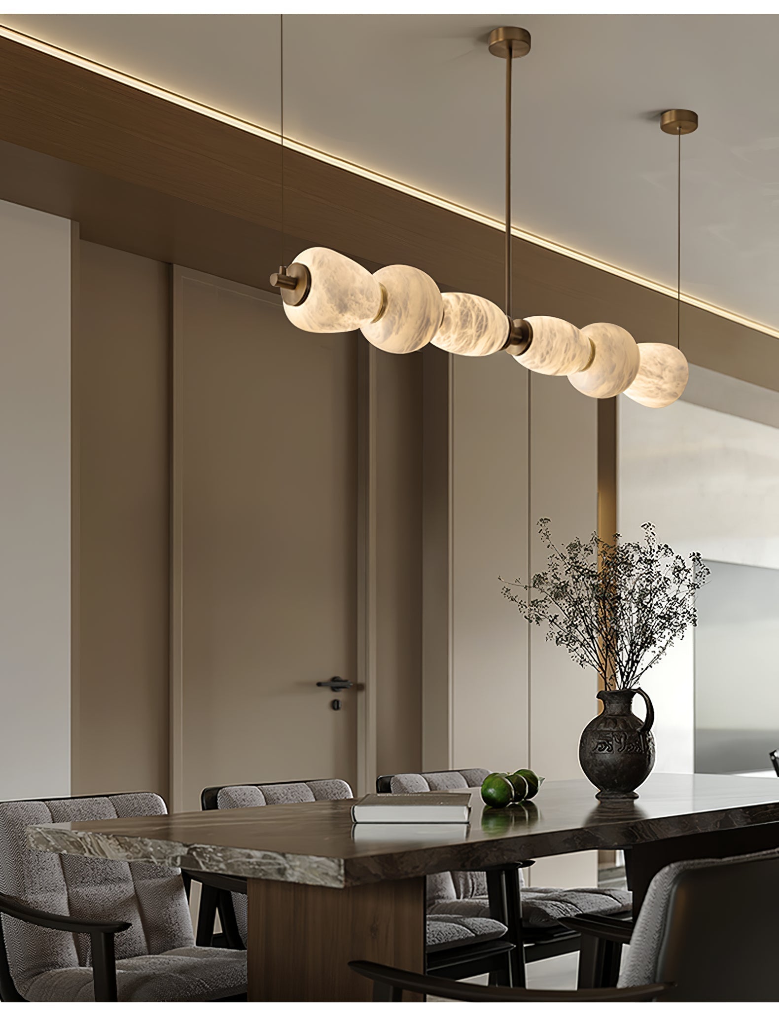 Pebble Modern Metal & Alabaster Chandelier