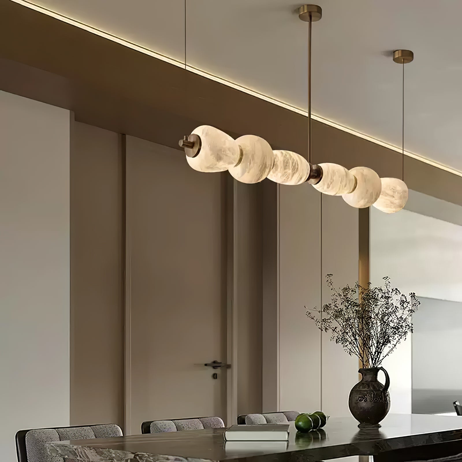 Pebble Modern Metal & Alabaster Chandelier