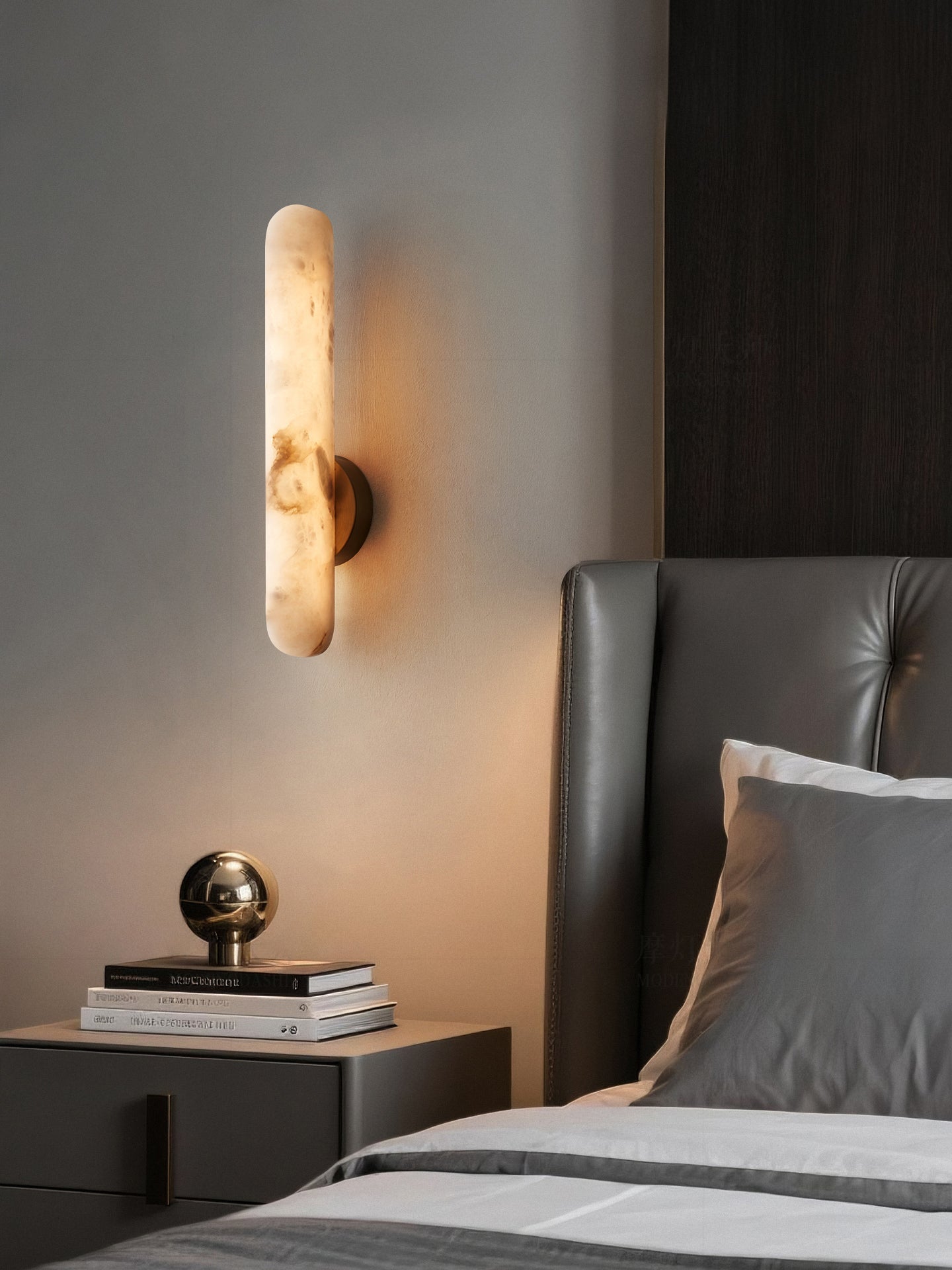 Rod Modern Alabaster & Brass Sconce
