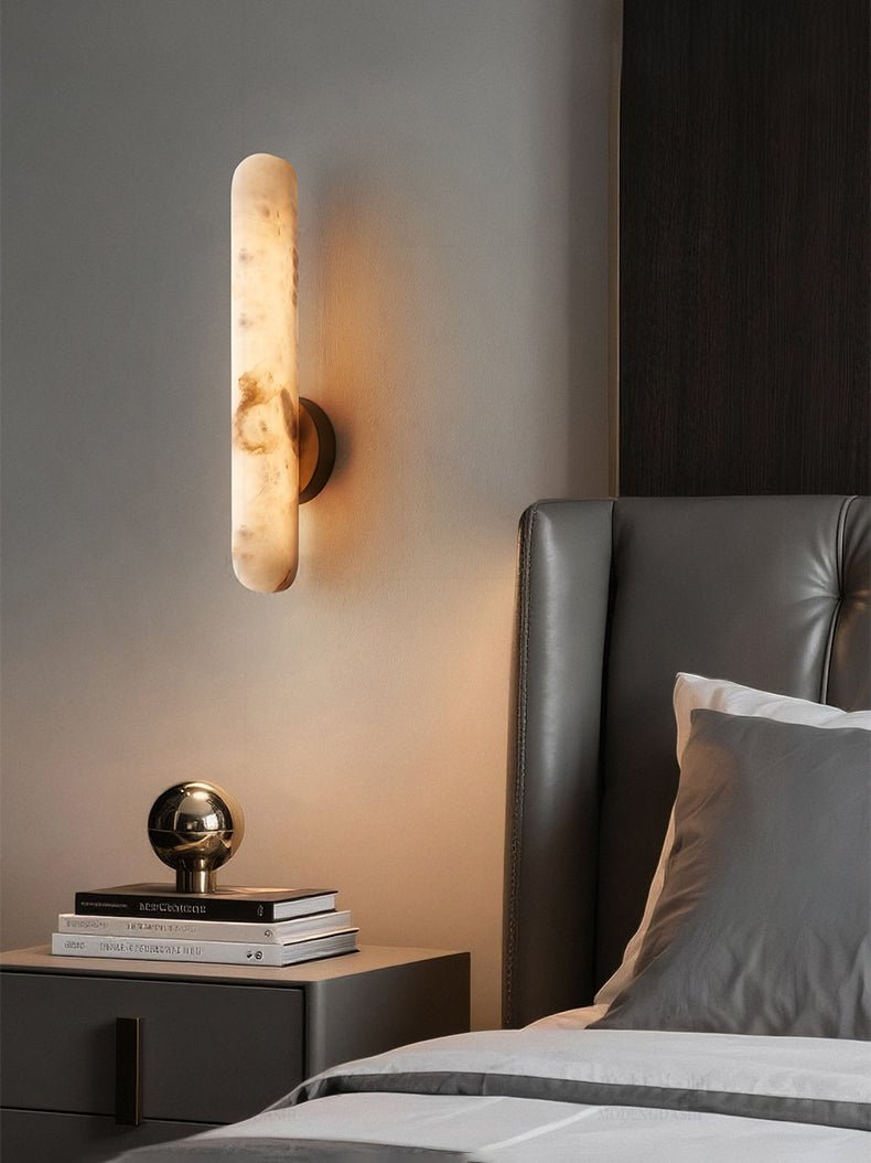 Rod Modern Alabaster & Brass Sconce