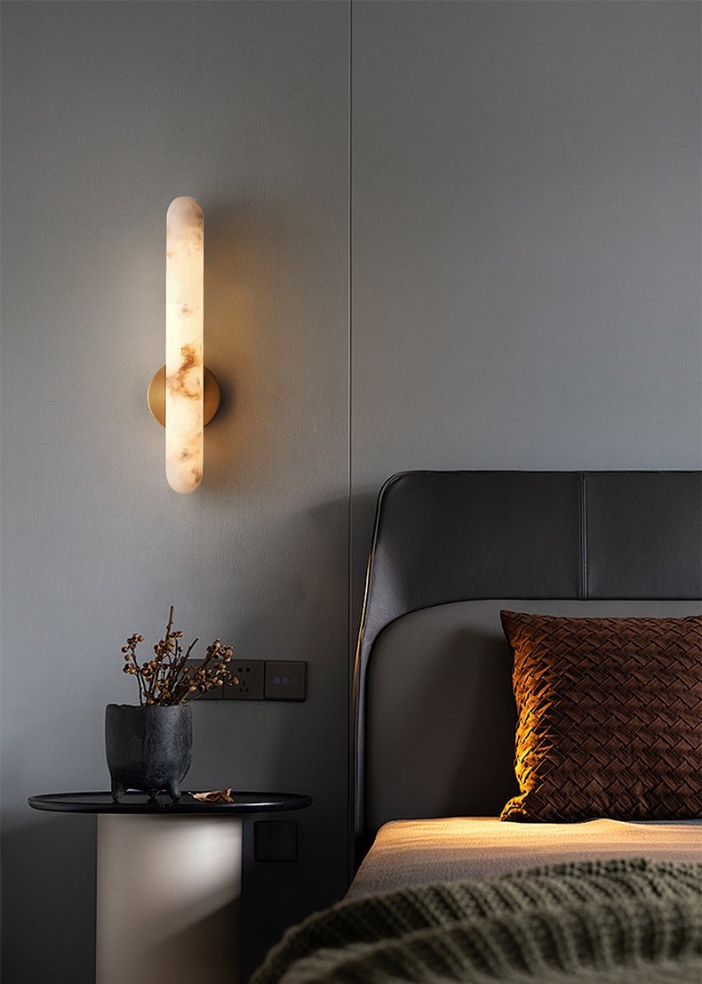 Rod Modern Alabaster & Brass Sconce