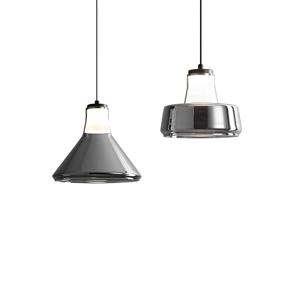 Alain Pendant Lamp Chrome Glass Shade Adjustable Height Modern - Letslighting