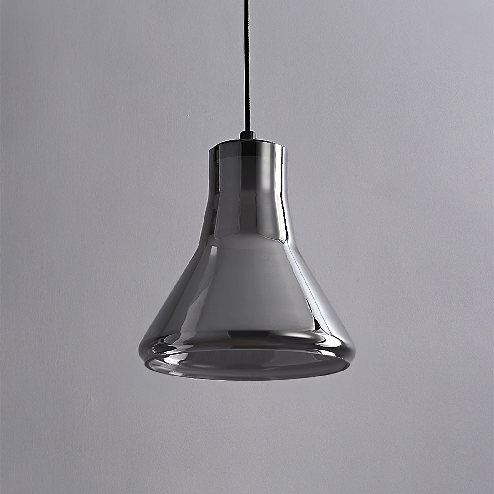 Alain Pendant Lamp Chrome Glass Shade Adjustable Height Modern - Letslighting