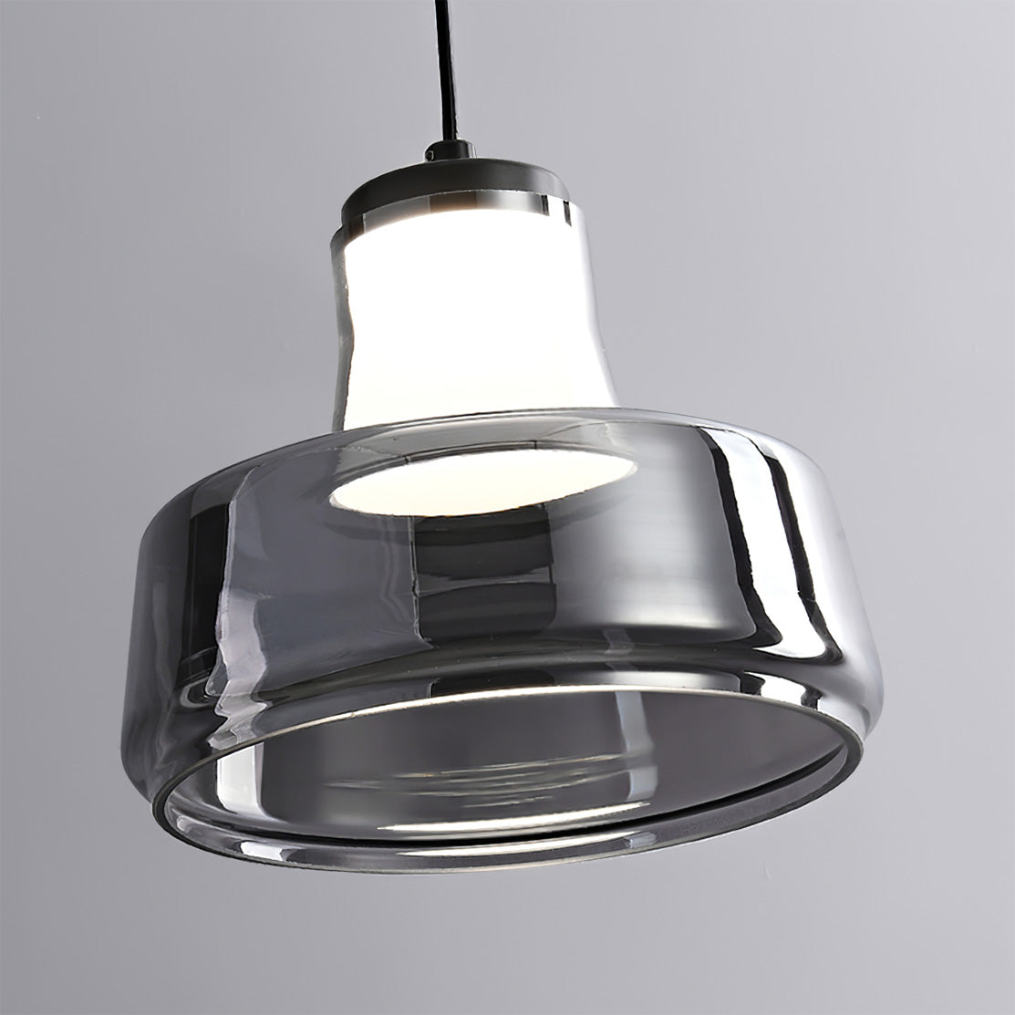 Alain Pendant Lamp Chrome Glass Shade Adjustable Height Modern - Letslighting