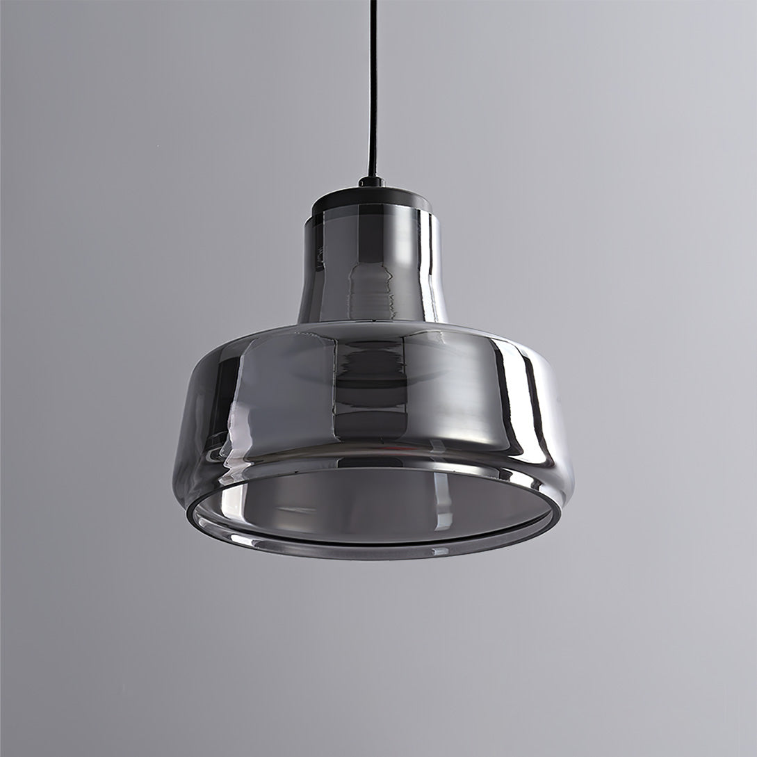Alain Pendant Lamp Chrome Glass Shade Adjustable Height Modern - Letslighting