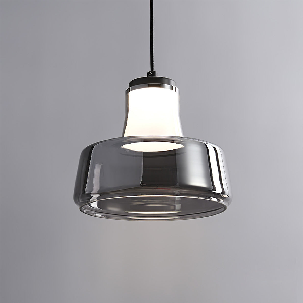 Alain Pendant Lamp Chrome Glass Shade Adjustable Height Modern - Letslighting