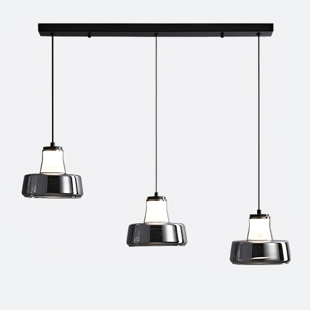 Alain Pendant Lamp Chrome Glass Shade Adjustable Height Modern - Letslighting