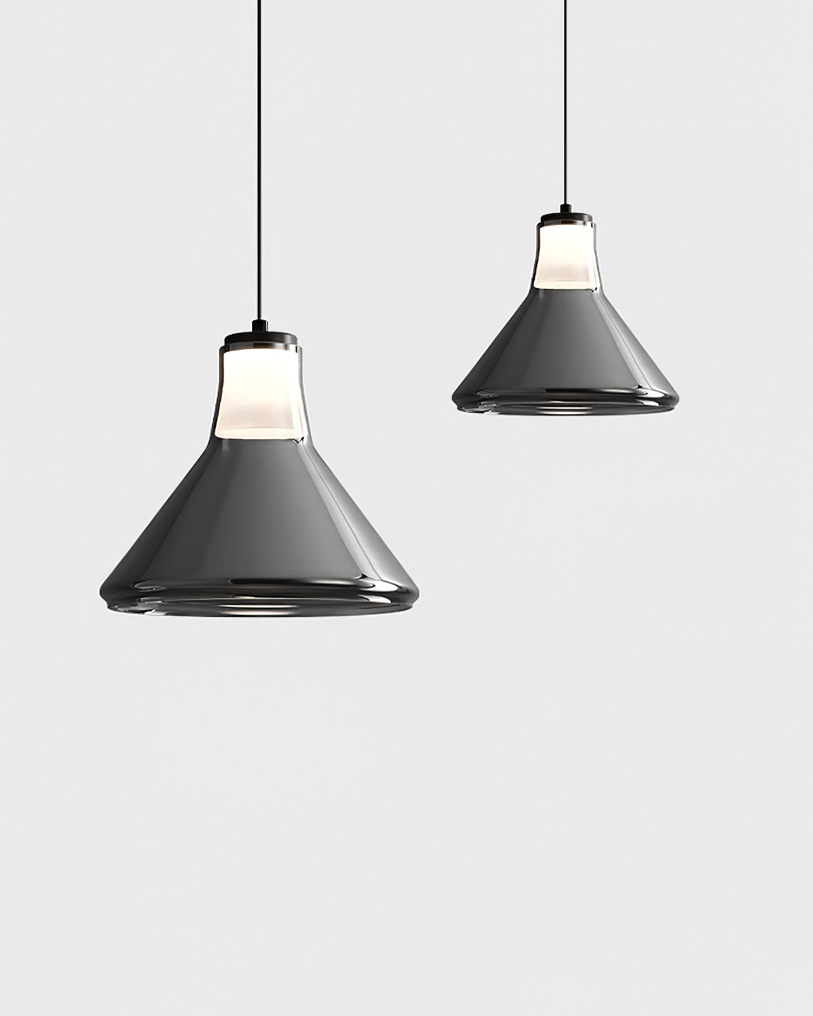 Alain Pendant Lamp Chrome Glass Shade Adjustable Height Modern - Letslighting