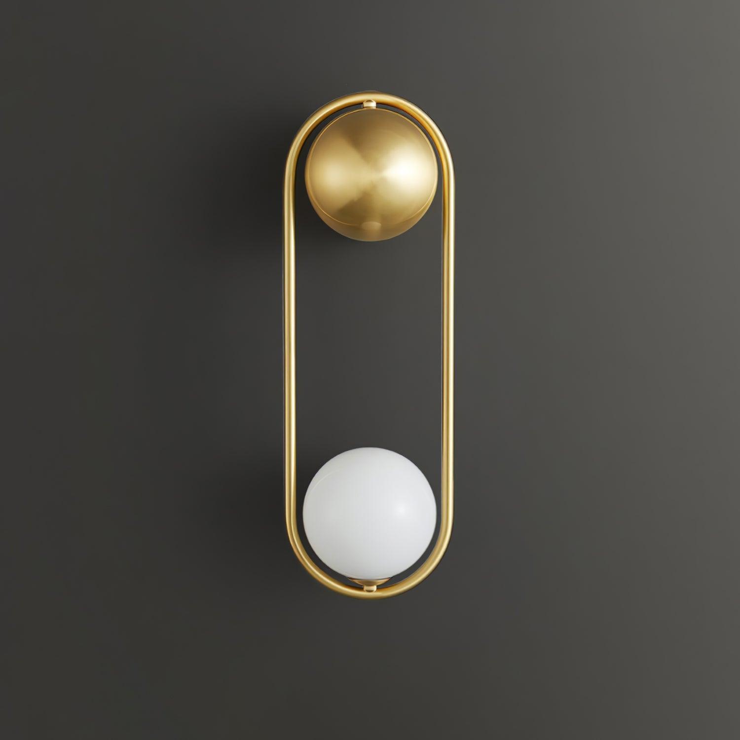 Wall Lamp with Brass Loop Frame and Glass Globe for Art - Letslighting