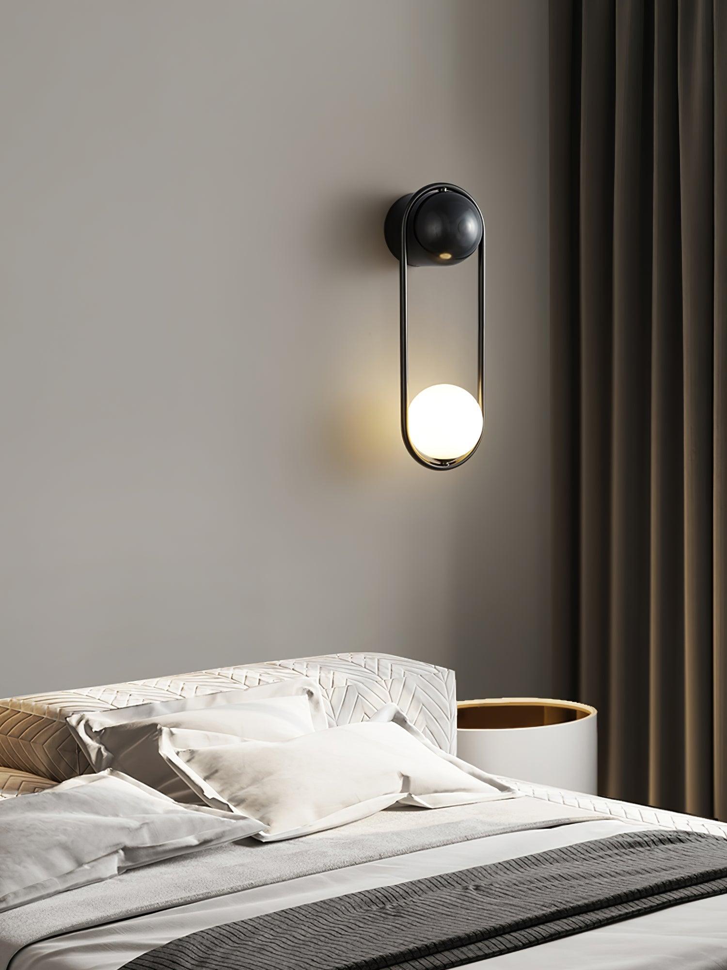 Wall Lamp with Brass Loop Frame and Glass Globe for Art - Letslighting