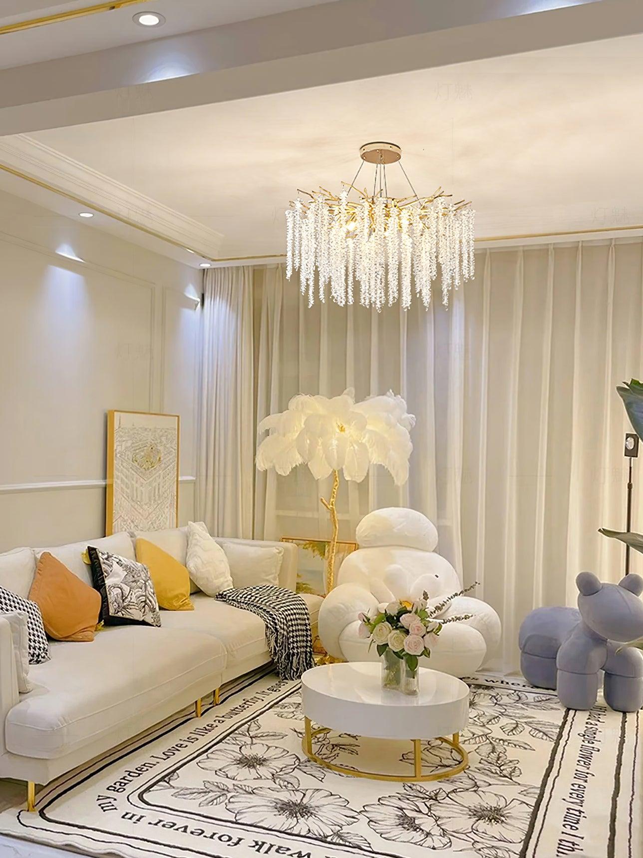 Lustra Chandelier Gold Crystal Branch Elegant - Letslighting