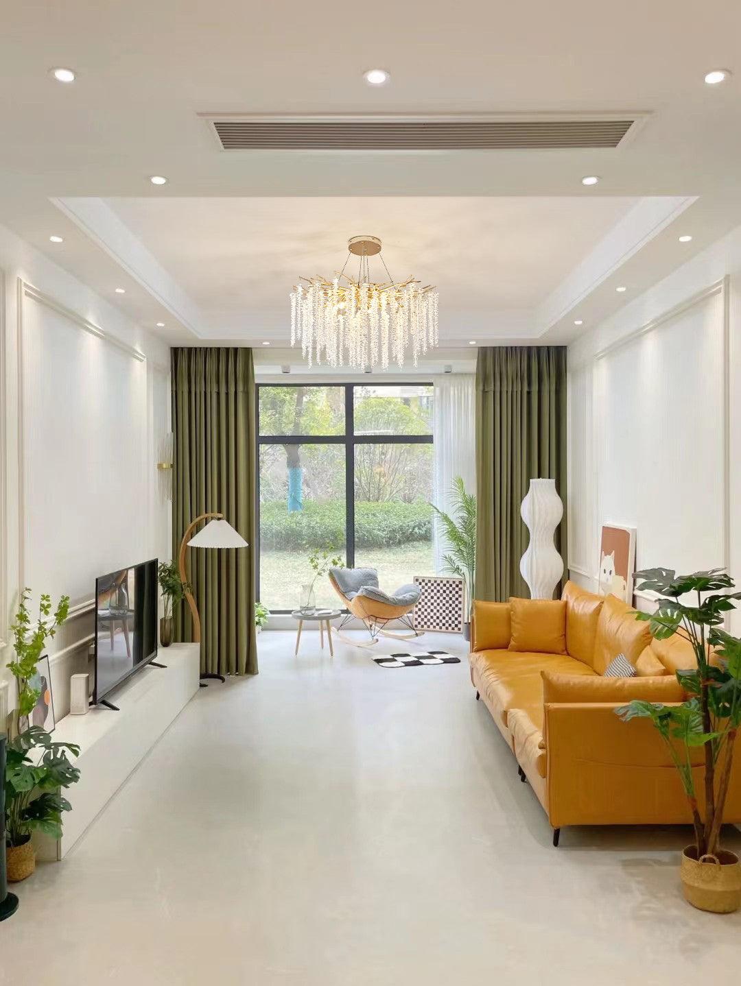 Lustra Chandelier Gold Crystal Branch Elegant - Letslighting