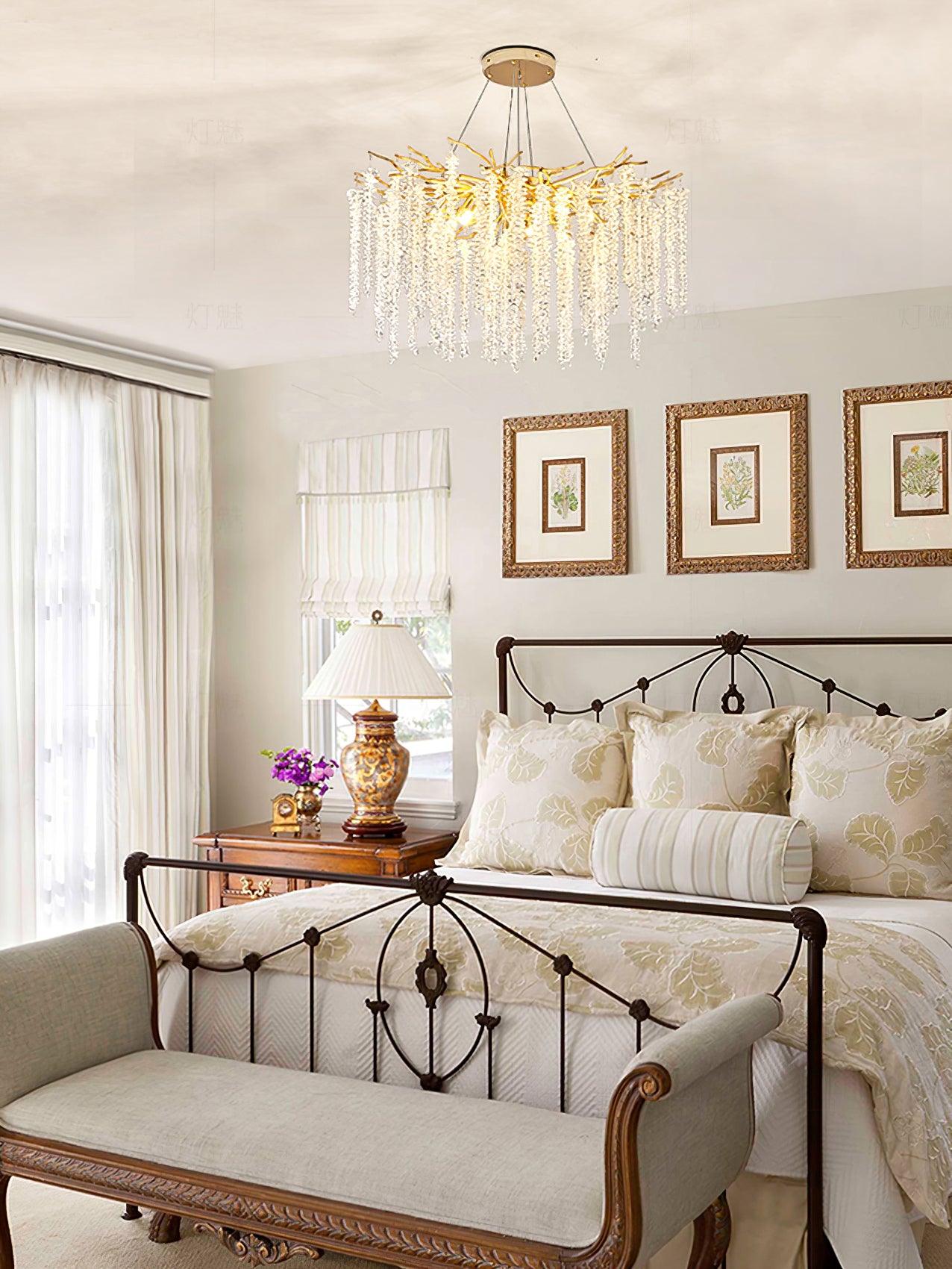 Lustra Chandelier Gold Crystal Branch Elegant - Letslighting