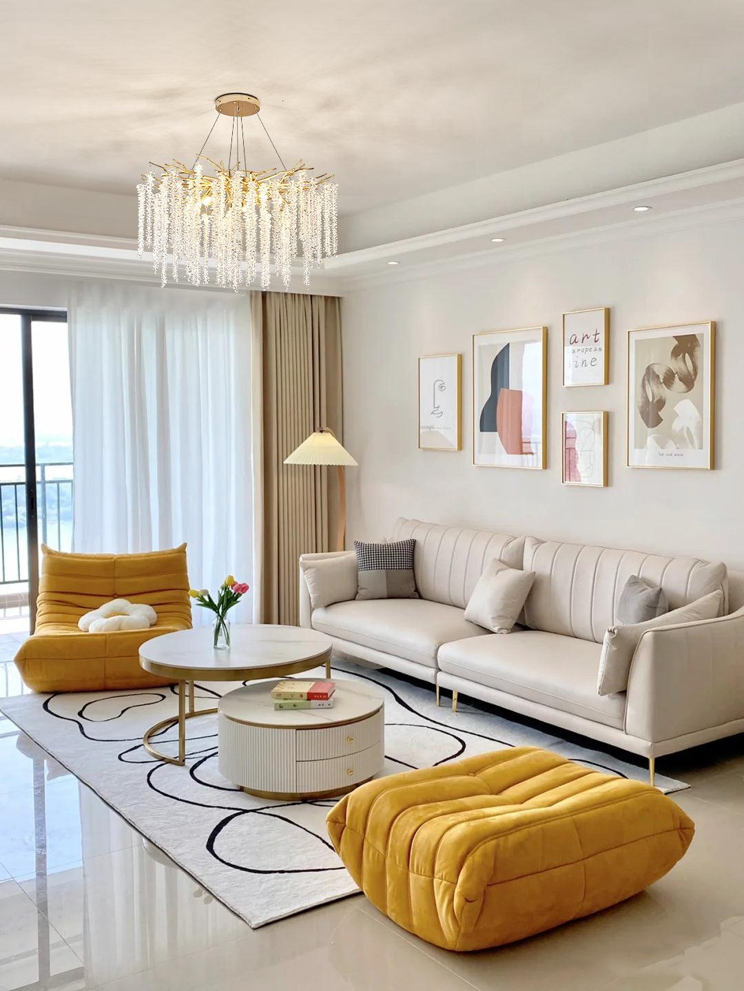 Lustra Chandelier Gold Crystal Branch Elegant - Letslighting