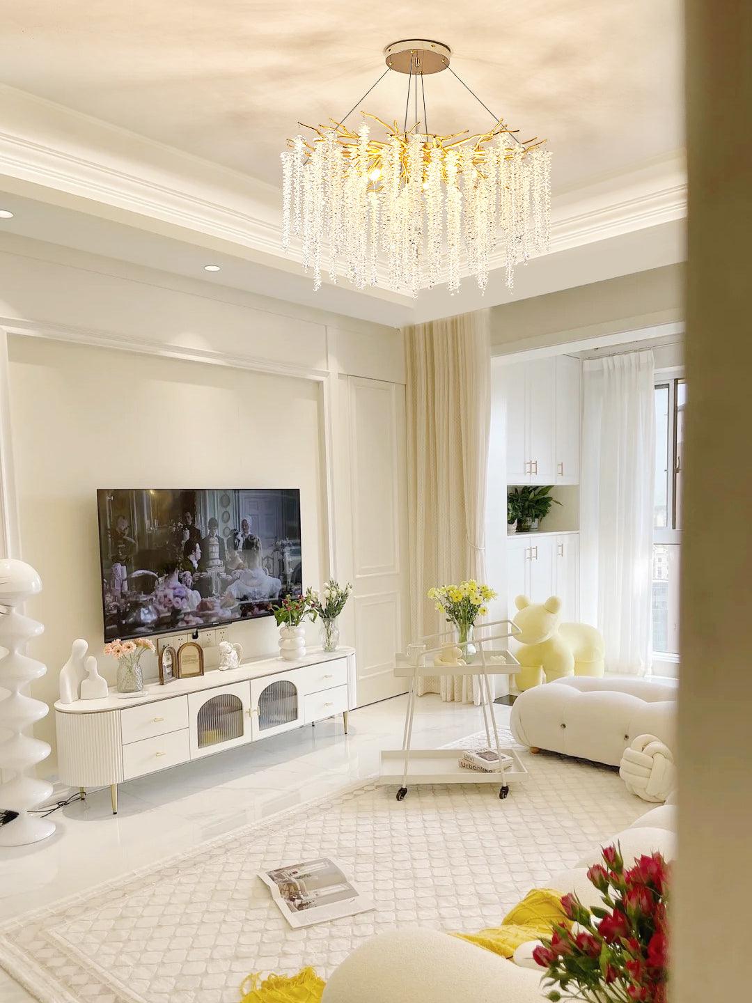 Lustra Chandelier Gold Crystal Branch Elegant - Letslighting