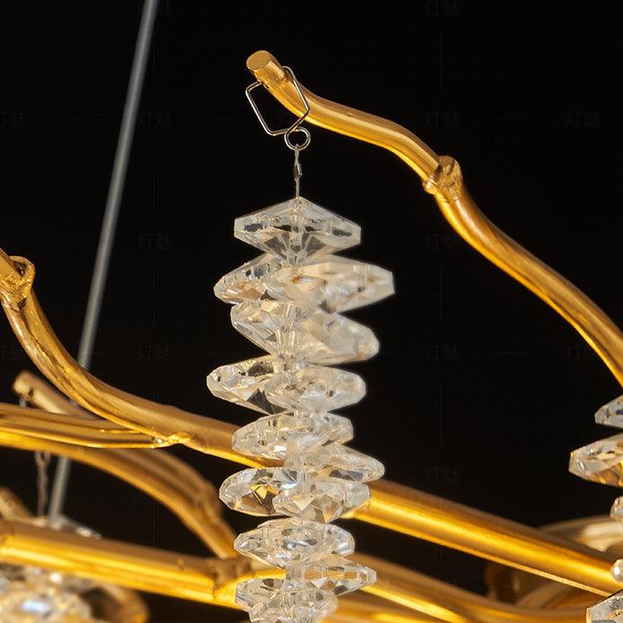 Lustra Chandelier Gold Crystal Branch Elegant - Letslighting