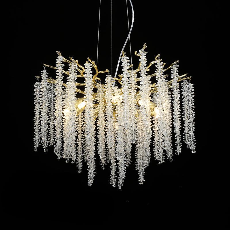 Lustra Chandelier Gold Crystal Branch Elegant - Letslighting