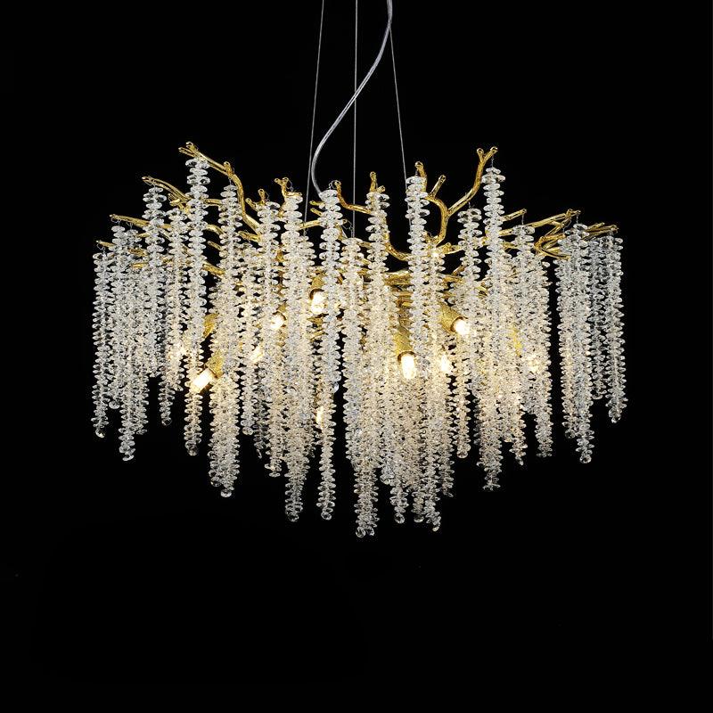 Lustra Chandelier Gold Crystal Branch Elegant - Letslighting